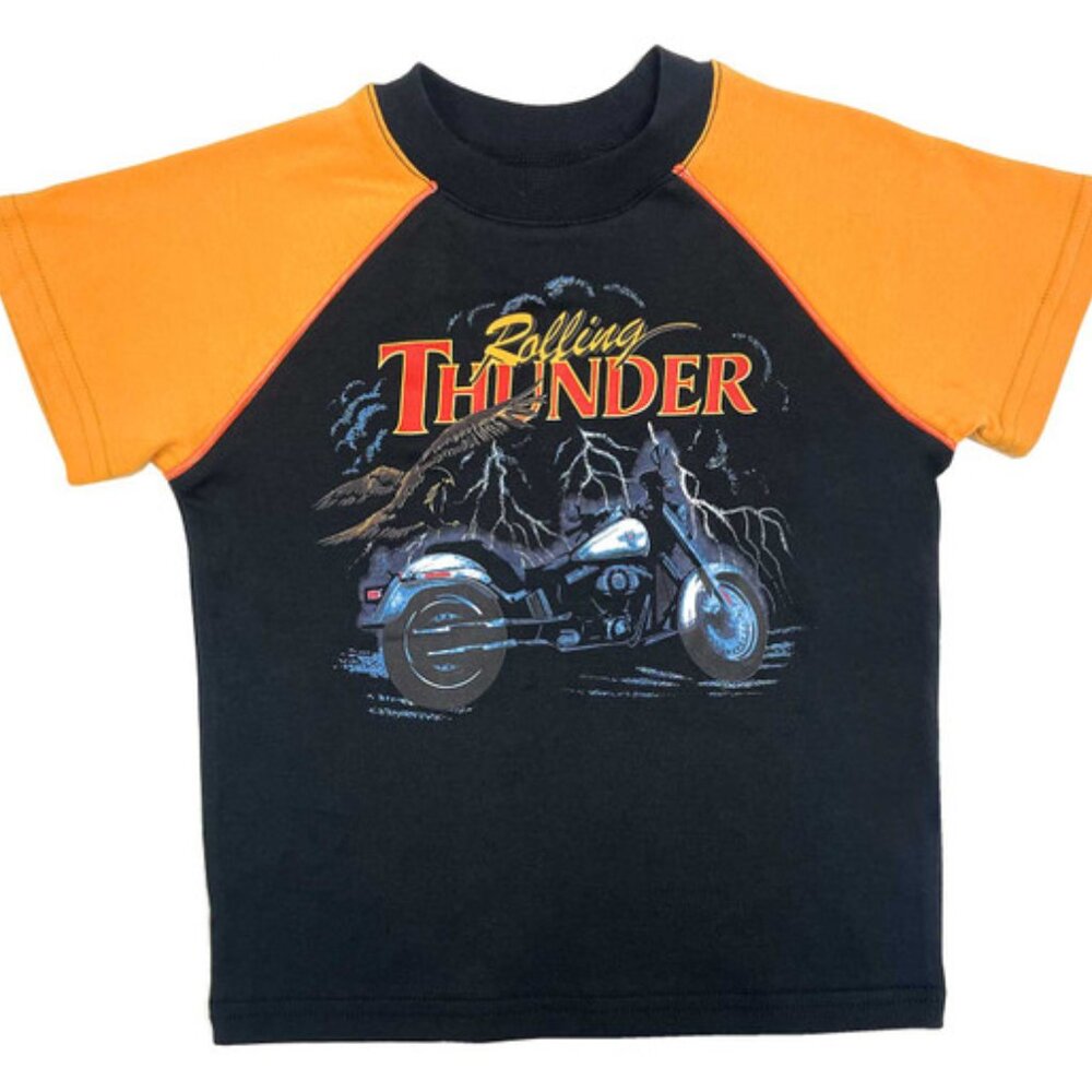 Harley-Davidson Little Boys' Thunder Short Sleeve Toddler Knit Raglan Shirt